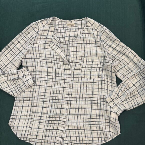 Calvin Klein Jeans Plaid Button Up Long-Sleeved Blouse Top Shirt Size Medium‎ - Picture 4 of 8